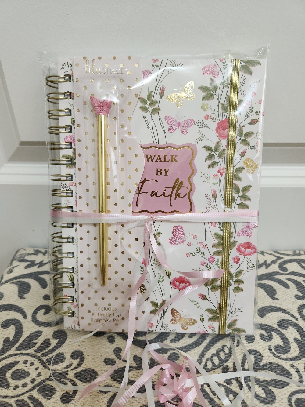 Walk By Faith Floral Journal with Pink & Gold Accents